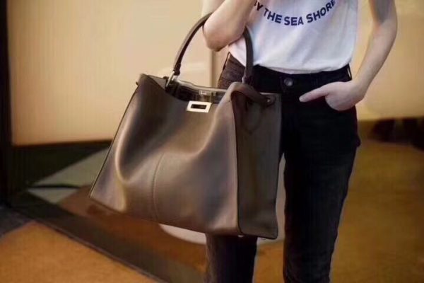 Fendi Peekaboo X-Lite Soft Calf Satchel Bag with FF Interior - Image 2