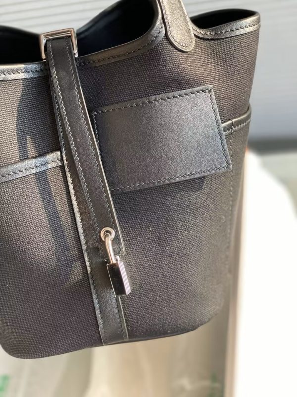 Hermes Picotin Cargo 18 Black Canvas w/ Silver - Image 7