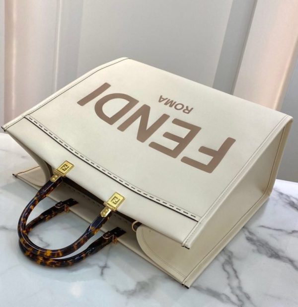 Fendi Large Sunshine Tote Ivory Bag - Image 9