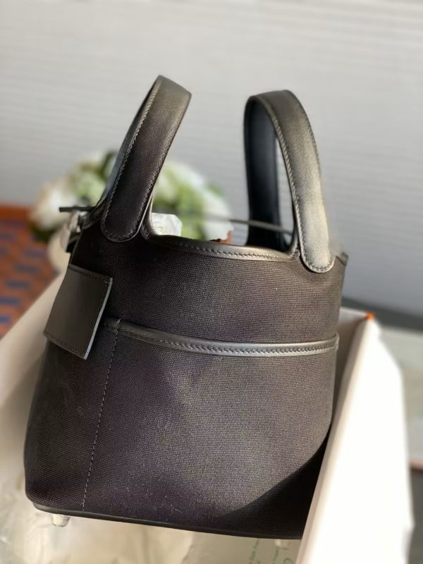 Hermes Picotin Cargo 18 Black Canvas w/ Silver - Image 6