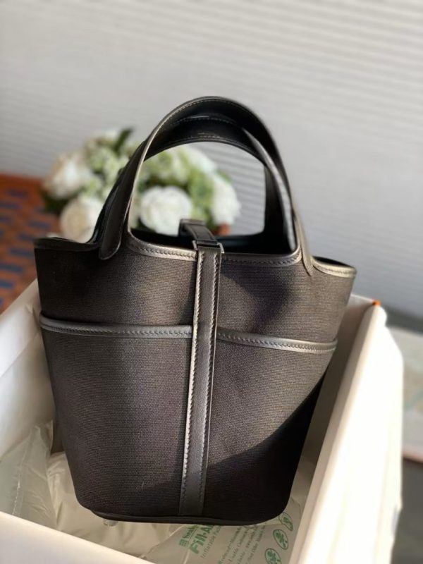 Hermes Picotin Cargo 18 Black Canvas w/ Silver - Image 3