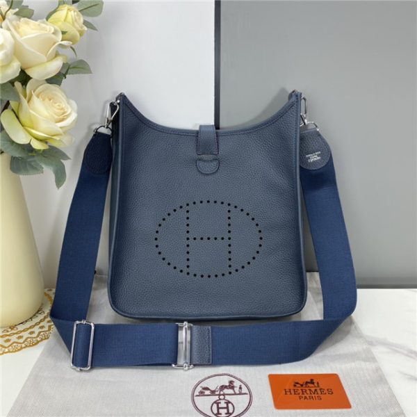Hermes Evelyne PM Shoulder Bag 1189 Dark Blue Clemence Original leather