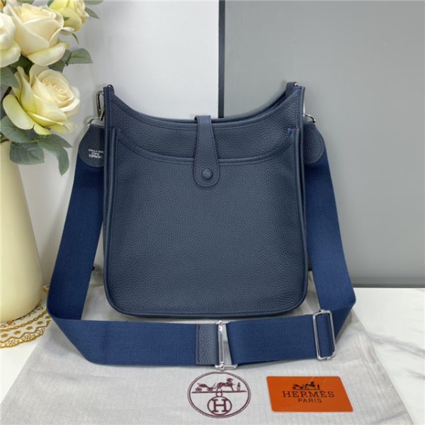 Hermes Evelyne PM Shoulder Bag 1189 Dark Blue Clemence Original leather - Image 11