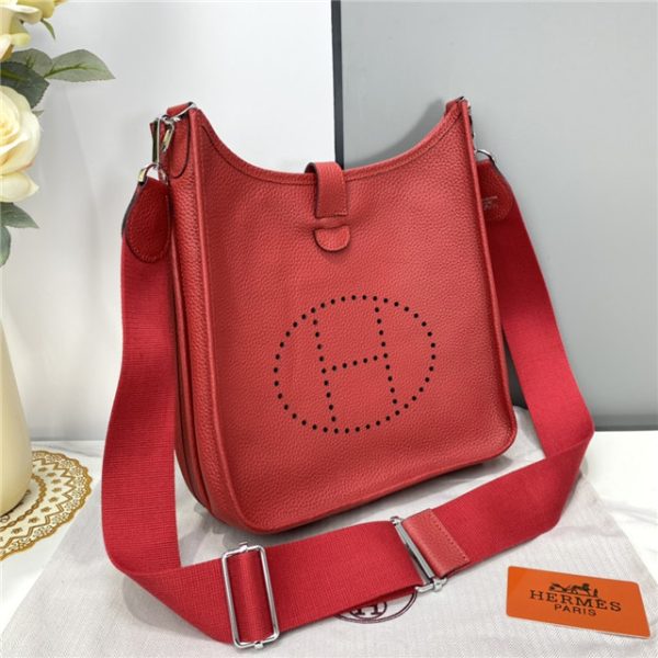 Hermes Evelyne PM Shoulder Bag 1189 Red Clemence Original leather - Image 12