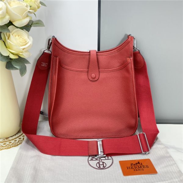 Hermes Evelyne PM Shoulder Bag 1189 Red Clemence Original leather - Image 11
