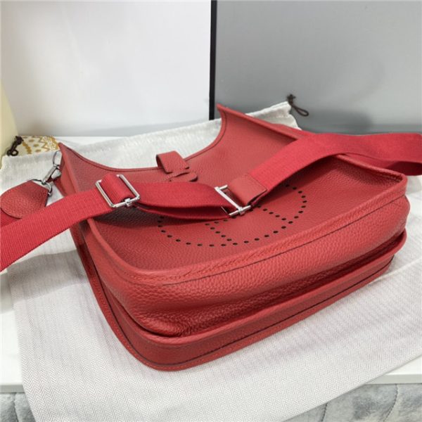 Hermes Evelyne PM Shoulder Bag 1189 Red Clemence Original leather - Image 10