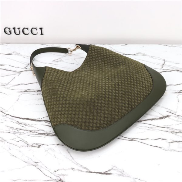Gucci B Medium Shoulder Bag 815924 Green Suede - Image 9