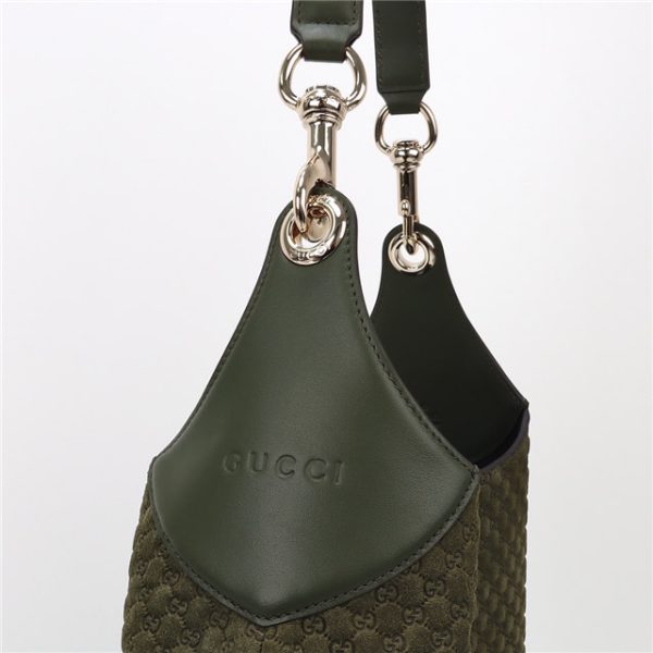Gucci B Medium Shoulder Bag 815924 Green Suede - Image 8