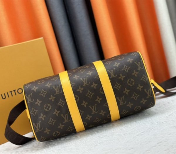 Louis Vuitton Monogram Macassar Canvas Keepall Bandouliere 35 In Safran Yellow - Image 6