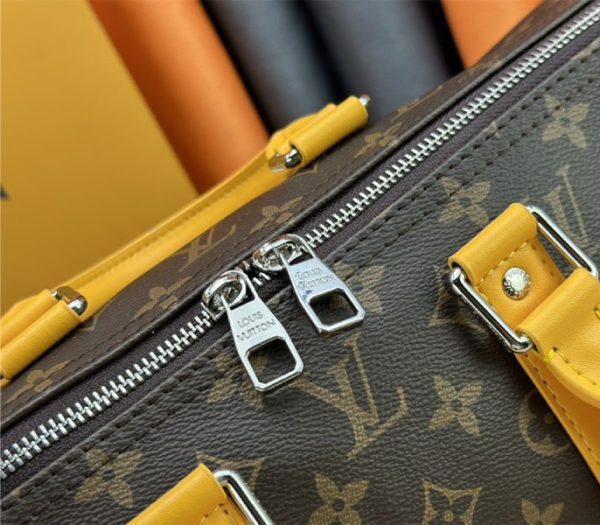 Louis Vuitton Monogram Macassar Canvas Keepall Bandouliere 35 In Safran Yellow - Image 4