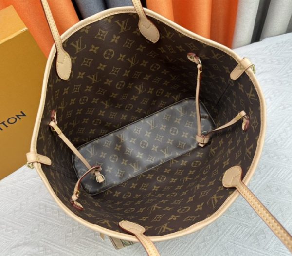 Louis Vuitton Neverfull Bandouliere Inside Out MM Tote In Monogram Canvas And Stamped Beige Textile - Image 3