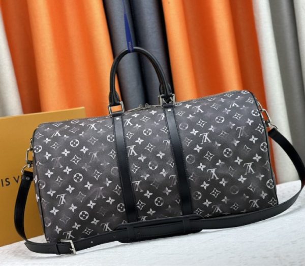 Louis Vuitton Brushed Monogram Leather Keepall Bandouliere 50 In Black - Image 10
