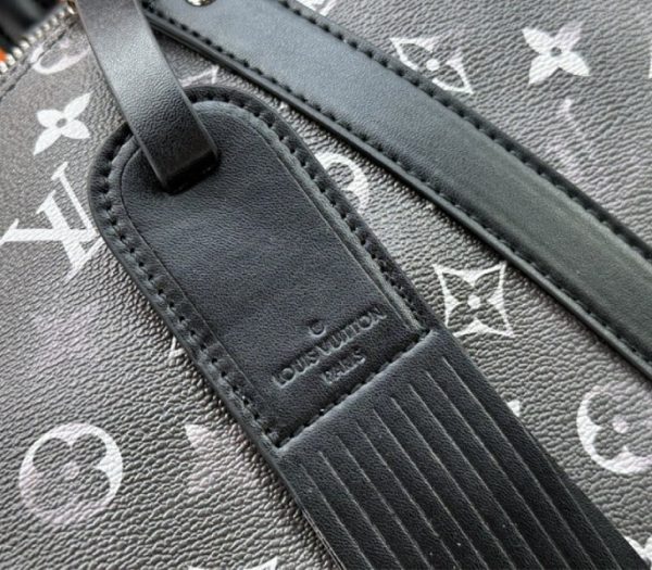 Louis Vuitton Brushed Monogram Leather Keepall Bandouliere 50 In Black - Image 5
