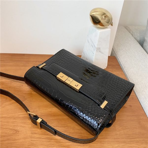 YSL Manhattan Small Shoulder Bag 675626 Black Crocodile - Image 8