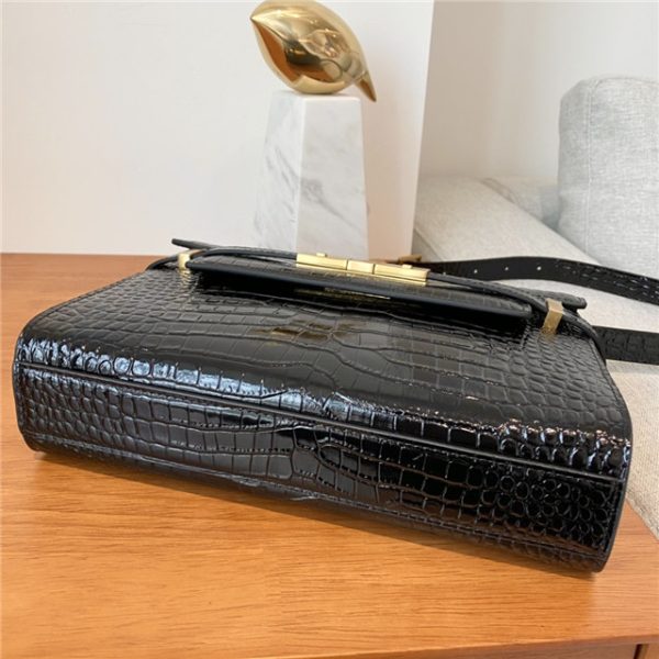YSL Manhattan Small Shoulder Bag 675626 Black Crocodile - Image 7