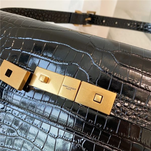 YSL Manhattan Small Shoulder Bag 675626 Black Crocodile - Image 5