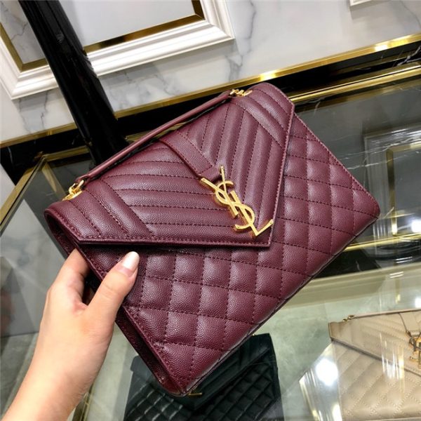 YSL Medium Envelope Chain Bag 8208 WineGold - Image 8