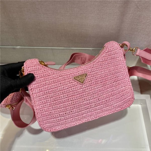 Prada Re-Edition 2005 Raffia Bag 1BH204 Pink - Image 5