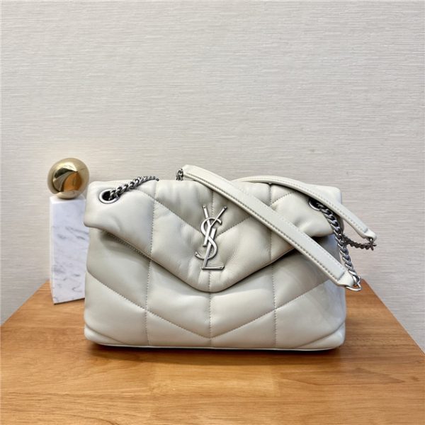 YSL Puffer Small Bag 8476 WhiteSilver